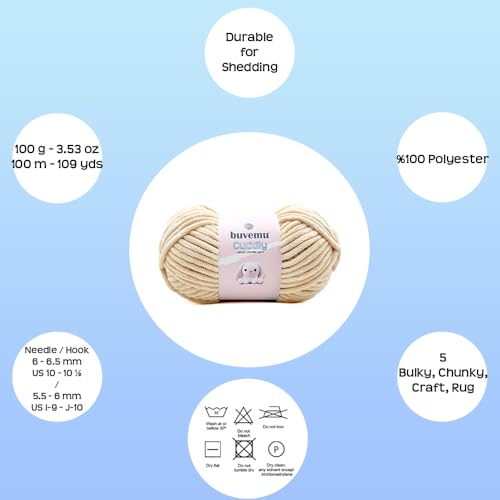Image of Cuddly Velvet Chenille Yarn, Super Soft Fluffy Bulky for Knitting Crocheting Blanket Amigurumi, Durable for Shedding, 100 Gram (3.53 Ounces) 109 Yards (100 Meters) (Light Skin Tone) (5 Skeins)