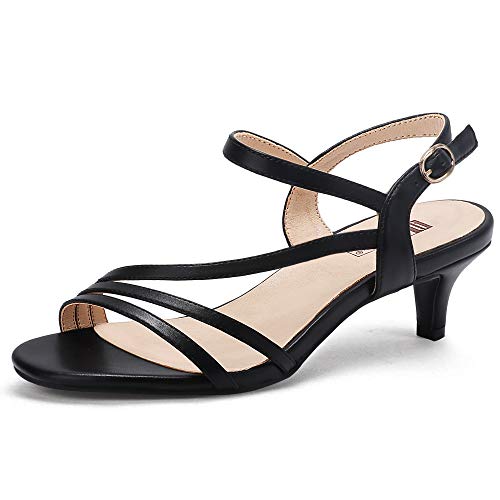 IDIFU Women's Dressy Strappy 2 Inch Black Low Kitten Heels Open Toe Heel by IDIFU - Used condition - US$43.69