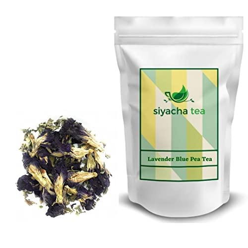 Image of Siyacha Tea Lavender Butterfly Blue Pea Tea, 100% Pure Flower Fresh Blend, Natural Antidoxidant Rich Herbal Tisane, Beverage For Stress Relief, 250g Makes 125 Cups (approx)