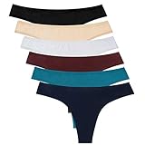 Sunm Boutique 6 Pack Women's Cotton Thongs Breathable Bikini Panties Underwear (Dark Vintage, X-Large)