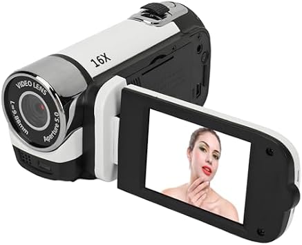 1080P Digital Camera 16MP Camcorder with 2.4" Rotatable Screen, 16X Zoom HD Video Recorder, Built-in Battery & Fill Light for White