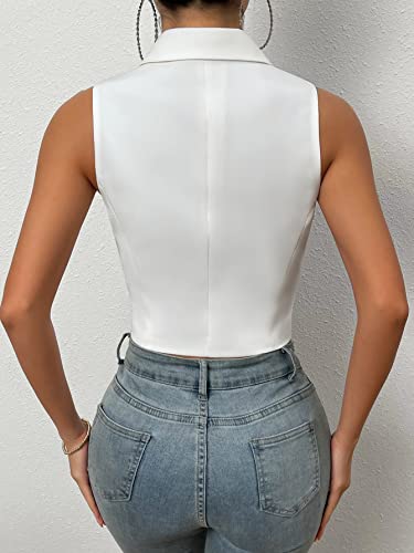 Floerns Women's Double Breasted Sleeveless Notched Lapel Vest Blazer Jacket2