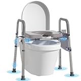 Erhöhter Toilettensitz mit Griffen – Breitenverstellbarer erhöhter Sitz, bequeme gepolsterte Toilettensitzerhöhungen für Senioren, Behinderte und Menschen mit eingeschränkter Mobilität, passend (Grau)