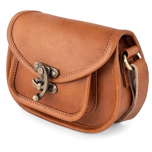 Berliner Bags Vintage Schultertasche Valencia, Kleine Umhängetasche, Handtasche aus Leder für Damen - Braun