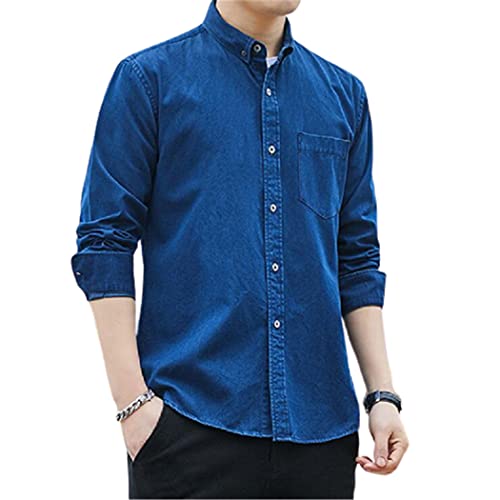 Chemise denim homme noire manches longues tendance décontractée L