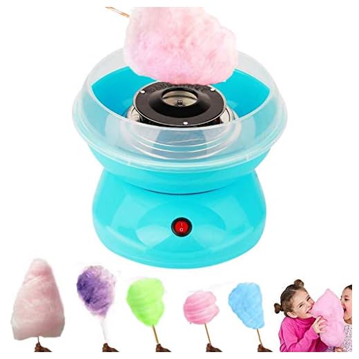 JIHNM Cotton Candy Machine, Nostalgia Mini Cotton Candy Makers for Kids, Sugar Free Electric Countertop Hard Candy Machine Kit,for Birthdays, Weddings, New Years, Family Party, Creative Gift (Blue)