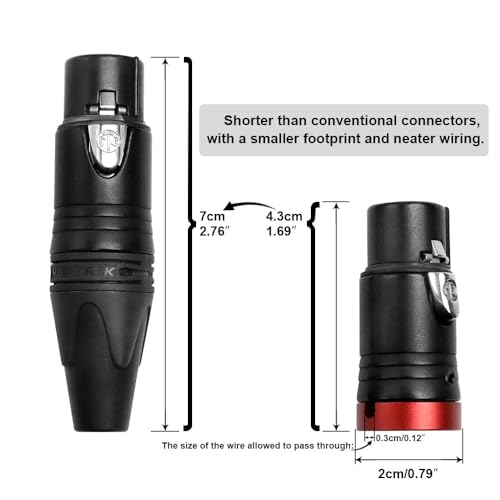 Connecteurs XLR à profil bas femelle 3 broches câble audio couleur rouge