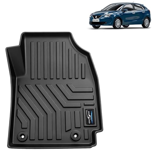 Image of KINGSWAY Accessories Custom-Fit TPE 5D Car Floor Mats Only Compatible with Maruti Suzuki Baleno | Year 2015 to 2018 | Set of 3 Pcs | All Weather Anti Slip Foot Mat | Black | 2 Years Warranty