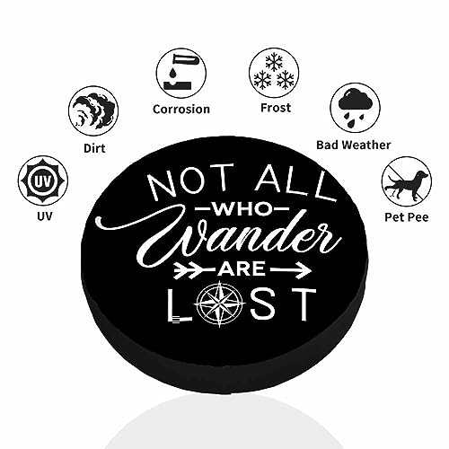 Image of Travel Voyage Spare Tire Cover Not All Who Wander Are Lost Weatherproof Universal Wheel Protectors Camper Tire Covers for Trailer Rv Travel(17 inch)