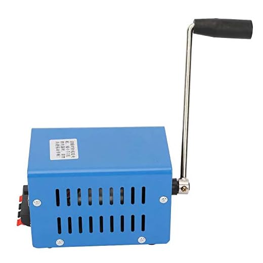 lyrlody, Generador portátil de manivela, potente generación de corriente, carga USB, bajo nivel de ruido, rendimiento estable, tamaño compacto, peso ligero, para uso en campo, turquesa