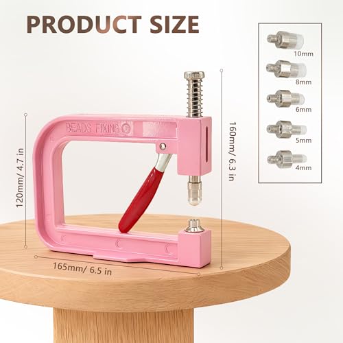 Pearl Setting Machine Hand Press Tools 2 Boxes White No Holes Pearl Beads with Rivet Studs Screw Heads L Hexagon Wrench for Decorating Clothes Hat Trousers Dresses Bag Hair Band DIY Crafts (Pink) by AILUHONG - Image 2