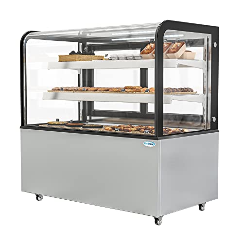 Image of KoolMore 14 Cu.Ft. Dry Bakery Display Case with Adjustable Glass Shelves, LED Lighting, and Front Curved Protection, Non-Refrigerated for Pastry, Coffee Shop, Restaurant, Store Use (BDC-13C), Silver