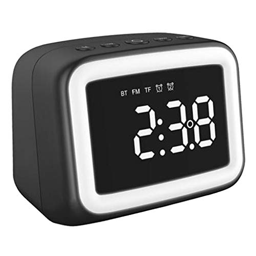 Baoblaze Espelho Display LED Luz Despertador Bluetooth 5.0 - Preto