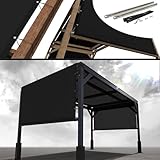 Royal Shade Cubierta de repuesto para toldo de pérgola negra de 9 pies de ancho x 24 pies de largo, incluye varillas pesadas de acero