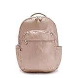 Kipling Mochila feminina Seoul pequena, durável, alças acolchoadas com manga para tablet, bolsa, Ouro rosa metálico, Small, Mochila feminina Seoul pequena para tablet, durável, alças acolchoadas com