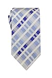 Motif écossais Remo Sartori - Cravate en pure soie fantaisie écossaise blanche Made in Italy, homme, bleu ciel, Taille unique