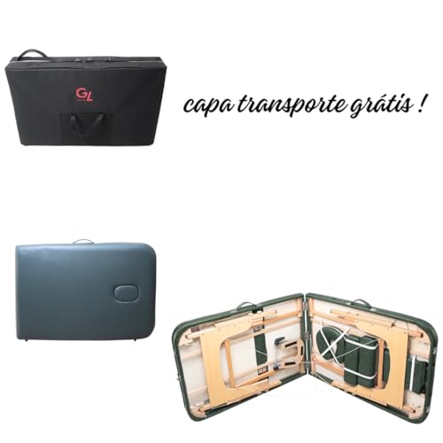 Maca Dobrável Madeira 350kg Estética Massagem Portátil Cor Verde Escuro - Gold - Modelo 3 Seções 1,9