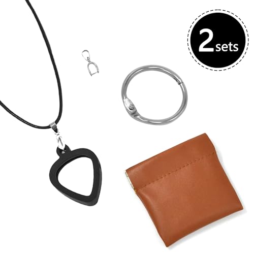 Musiin Guitar Pick Holder Necklace Compatible with Fender Dunlop D'Addario Standard Picks, Double-Sided Universal Design, Easy Access for All Styles 2 Pack (Standard)