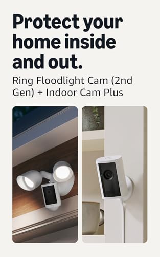 Image of Ring Floodlight Cam, Wired (newest model), White with Indoor Cam Plus, White