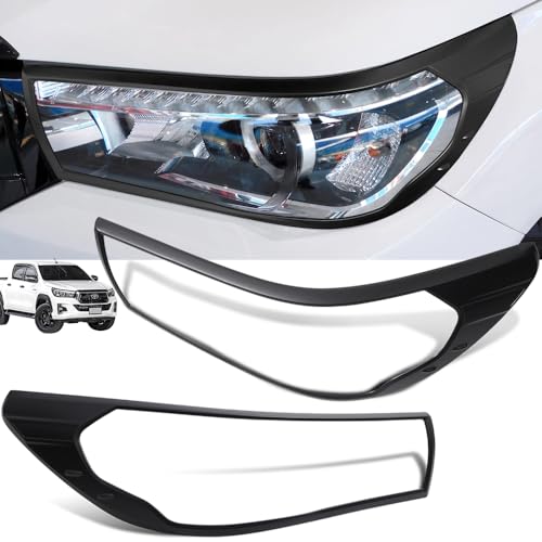 JHCHAN Cache Phare pour Toyota Hilux 2015-2020 modèles de Luxe, Hilux AN110 AN120 AN130 Hilux Invincible X Invincible GR Sport Rocco Enjoliveurs de Phare ABS...