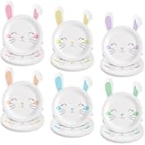 Havawish 24 Packs Bunny Plates Paper Some Bunny Is One Birthday Decorations Pastel 7 Inch Disposable Rabbit Plates for Baby Shower Spring Garden Tea Party Easter Supplies