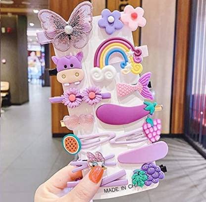 Santosh Enterprises Girls Hair Pins with Clear Bag, Baby Hair Clips Cute Cute Fruit Cartoon Animal Hair Pin for Kids Hair Clip for Women Girls Hair Accessories(purple, Pack Of 7) (B0CFYFT3VW) Amazon Price History, Amazon Price Tracker