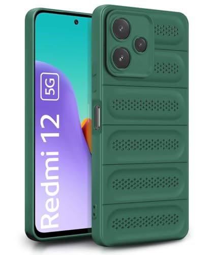 Image of WOW IMAGINE Ultimate Silicone Back Cover Case for Mi Redmi 12 5G | Redmi 12 4G | Poco M6 Pro 5G | Heat Dissipation Thin Soft TPU | 360 Camera Protection | Breathable Cooling Holes - Forest Green