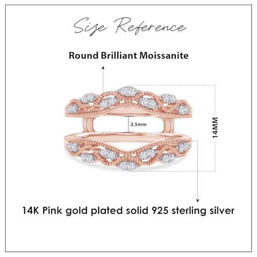 0.20 Cttw Enhancer Guard Ring, Lab Created Moissanite & Lab Grown Diamond Vintage Style Ring Guard Solitaire Enhancer Wrap for Women 14k Gold Over 925 Sterling Silver3