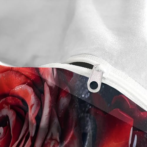 Parure de lit roses rouges 140x200cm avec housse de couette en microfibre - 8