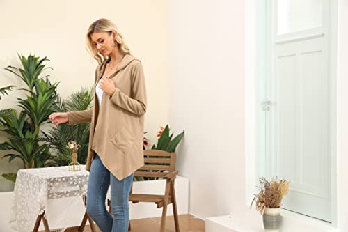 Image of VIISHOW Womens Lightweight Casual Hoodie Cardigans Open Front Waffle Knit Long Sleeve Outwear Coat with Pockets