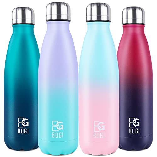Bogi Insulated Water Bottle, 17Oz Stainless Steel Water Bottles, Leak Proof Sports Metal Water Bottles Keep Cold For 24 Hours And Hot For 12 Hours Bpa Free Kids Water Bottle For School (Purple Mint) #TOP11