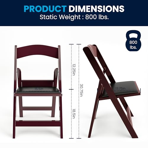 Image of Flash Furniture Hercules Series Folding Chairs for Weddings and Formal Events, Stackable Commercial Event Seats with 1,000-lb. Static Weight Capacity, Set of 4, Red Mahogany