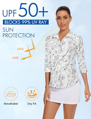 Image of Cucuchy Style Womens Golf Shirt 3 /4 Sleeve Quarter Zip Workout Tennis Tops Quick Dry UPF 50+ Shirts