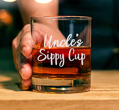 Carvelita Uncle's Sippy Cup - Uncle Whiskey Glass - 11Oz Engraved Old Fashioned Bourbon Rocks Glass For Uncle Birthday Gifts - Best Uncle Gifts - Funny Uncle Gifts - Gifts For Uncle From Nephew, Niece #TOP2