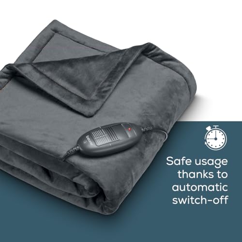 Image of Beurer HD 74 Electric Blanket Limited Edition, Cuddly Heat Blanket with 6 Temperature Levels, Safety System and Automatic Shut-Off, Machine Washable, Taupe