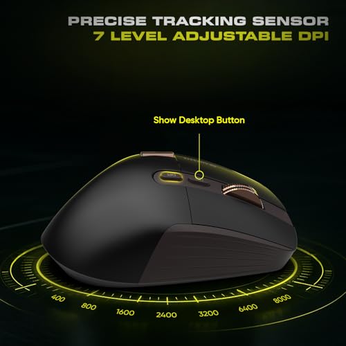Image of Amkette XS Series Flow 2 Programmable Wireless Mouse /Bluetooth Mouse,Free-Spin Scroll, 2.4G+3xBT+Wired Mode, 8 Button, Dual Scroll, 8000 DPI, 1000Hz Polling, Web Software, Rechargeable, 2 Yrs Warranty