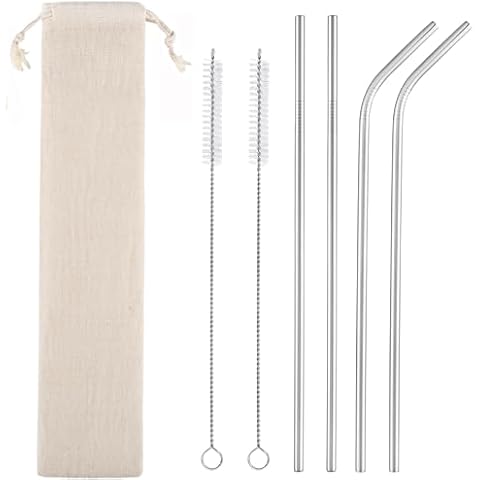CAMDEA Set of 4 Reusable Metal Straws Cover