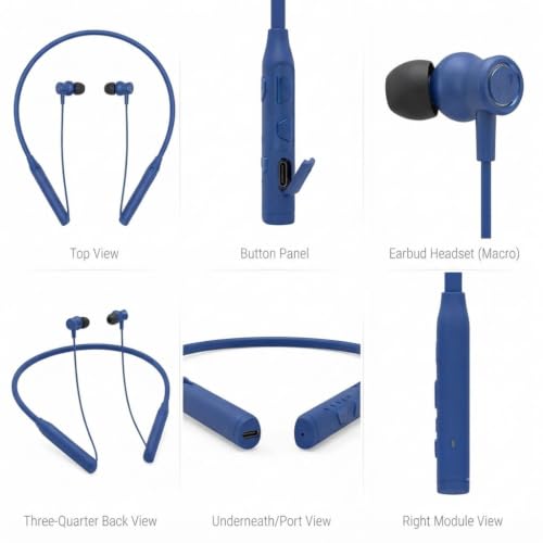 Image of Bluetooth Neckband Earphones with Inline Controls, Blue