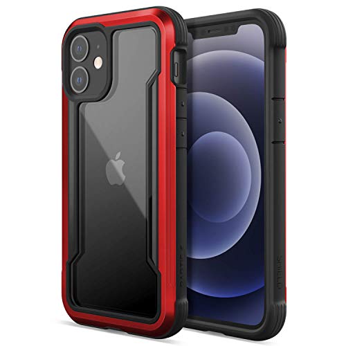 Image of X-Doria Raptic iPhone 12 Mini Case, Shield (Anodized Aluminum, TPU & Polycarbonate) Protection Case /Cover Designed for iPhone 12 Mini 5G (5.4-inch) (2020) (Military Drop Tested) - Red