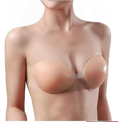 Sutien Sutiã Silicone Adesivo Aumenta Colar Peito Seios Sem Alça Invisível (BR, Numérico, 0, Regular, GG, NUDE)