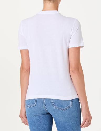 Calvin Klein Damen T-Shirt Kurzarm Classic Fit Tee aus Baumwolle, Weiß (Brilliant White), L – Ansicht 3