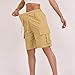 Sinzelimin Women Cargo Shorts Drawstring Elastic Waist Work Short Pants Fashion Solid Loose Comfy Cropped Trouser with Pocket Khaki Large
