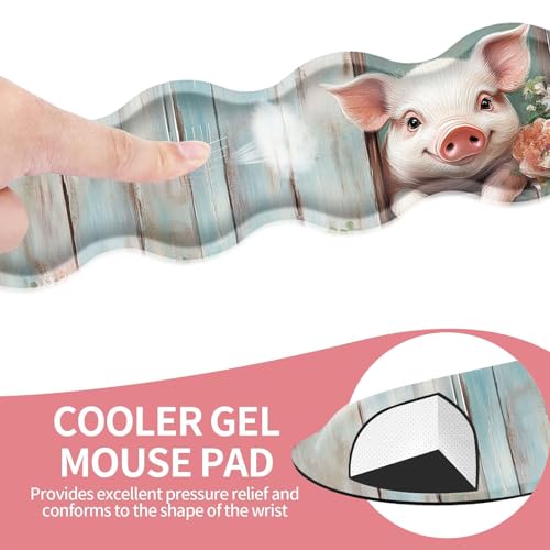 ZQLPLZR Large Gaming Mouse Pad, Keyboard Wrist Rest Pad & Wrist Support Mousepad Set, Stitched Edge, Extended, Non-Slip Base, Memory Foam Desk Mat for Office, Home,Funny Pig