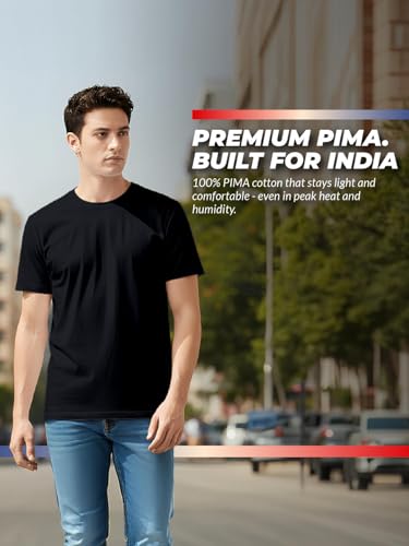 Image of 100% PIMA Cotton T Shirt for Man | Premium Men T-Shirts Regular Fit | Half Sleeve Round Neck Cotton Tshirt for Man | Mens Tees Made for Indian Climate | Available in 10 Colours