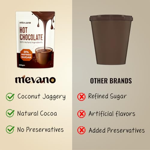 Image of Mevano Hot Chocolate Mix Powder, 200g | Refined SUGAR FREE | All Natural, REAL Cocoa without sugar, sweetened with Coconut Jaggery | Choco powder for Milk, Cold & hot shakes | No Preservatives