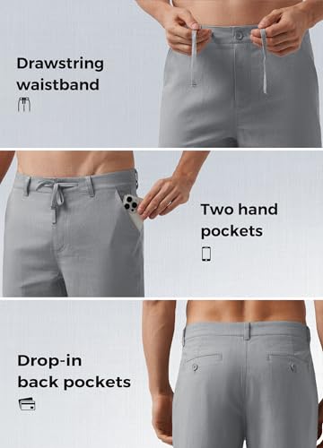 Image of Willit Men's Linen Pants Casual Lightweight Drawstring 29 inch 30 inch 32 inch