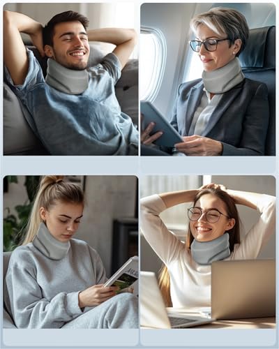 Image of Neck Brace Cervical Collar - Neck Support Brace for Sleeping, Soft Foam Wraps Keep Vertebrae Stable and Aligned for Relief of Cervical Spine Pressure Gray Large(15.8-18.1 Inch)