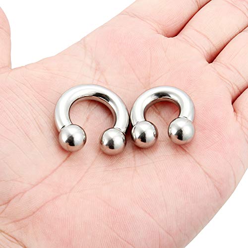 SCERRING PA Ring Internally Threaded Circular Barbells Horseshoe Monster Screwball Rings 316L Surgical Steel Pierced Body Jewelry 2G 4G 6G 8G3