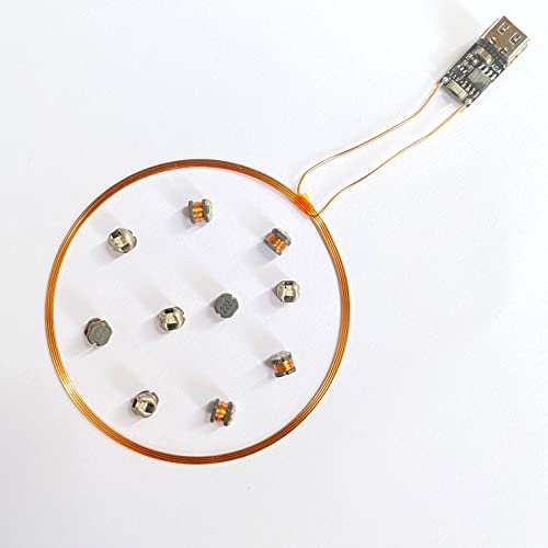 Image of Taidacent Micro USB 50mm Remote Wireless LEDs and Inductive Coil Induction Led Wireless Charger /Charging Kit for Model Decoration Magical Toys (Type C Coil + 10PCS 5.4MM Multi Color LEDs)
