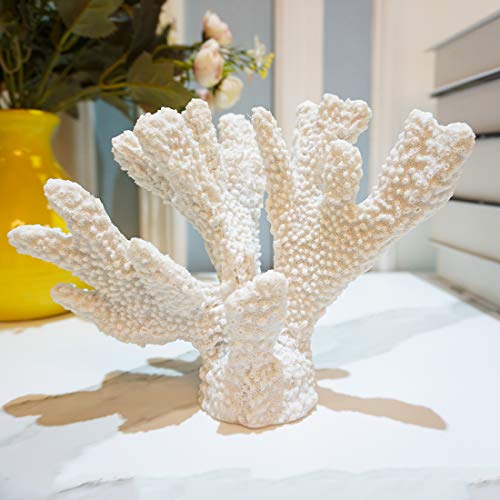 Aliwiner White Coral Faux Resin Coral Reef Sculpture Nautical Tabletop Decoration Realistic Faux Branch Coral Sculpture Home Decoration Beach Theme Party Wedding Decor Window Display #TOP5